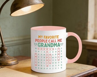 Sopa de letras "Mis personas favoritas me llaman abuela", taza de café personalizada para abuela, regalo de cumpleaños y día de la madre