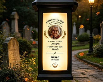 Personalized Forever in My Hearts Waterproof Photo Solar Garden Stake Light, with Custom Name Text Year Outdoor Yard Decor Remembrance Gift