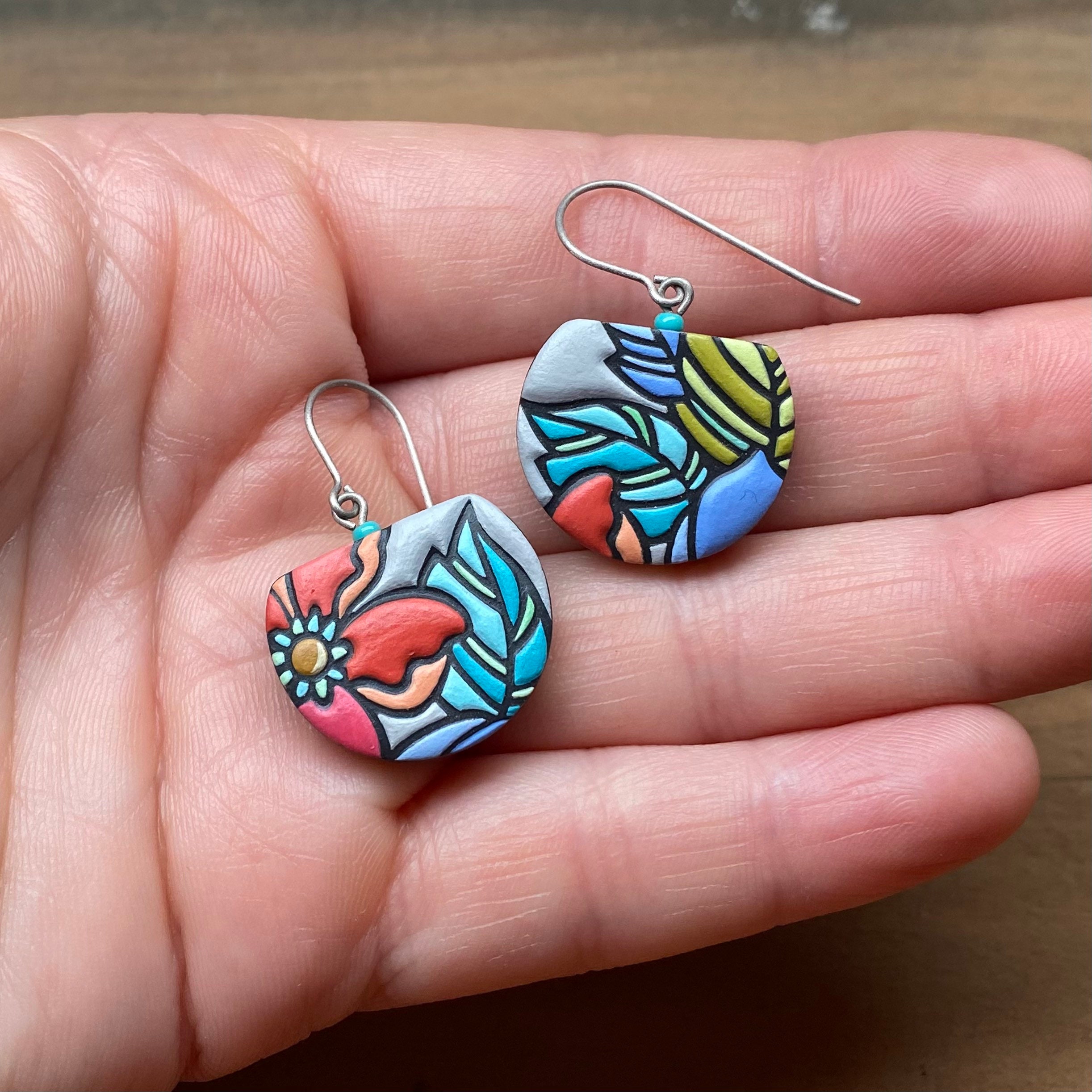 Porcelain Earrings Ceramic Earrings Handpainted Porcelain Etsy UK