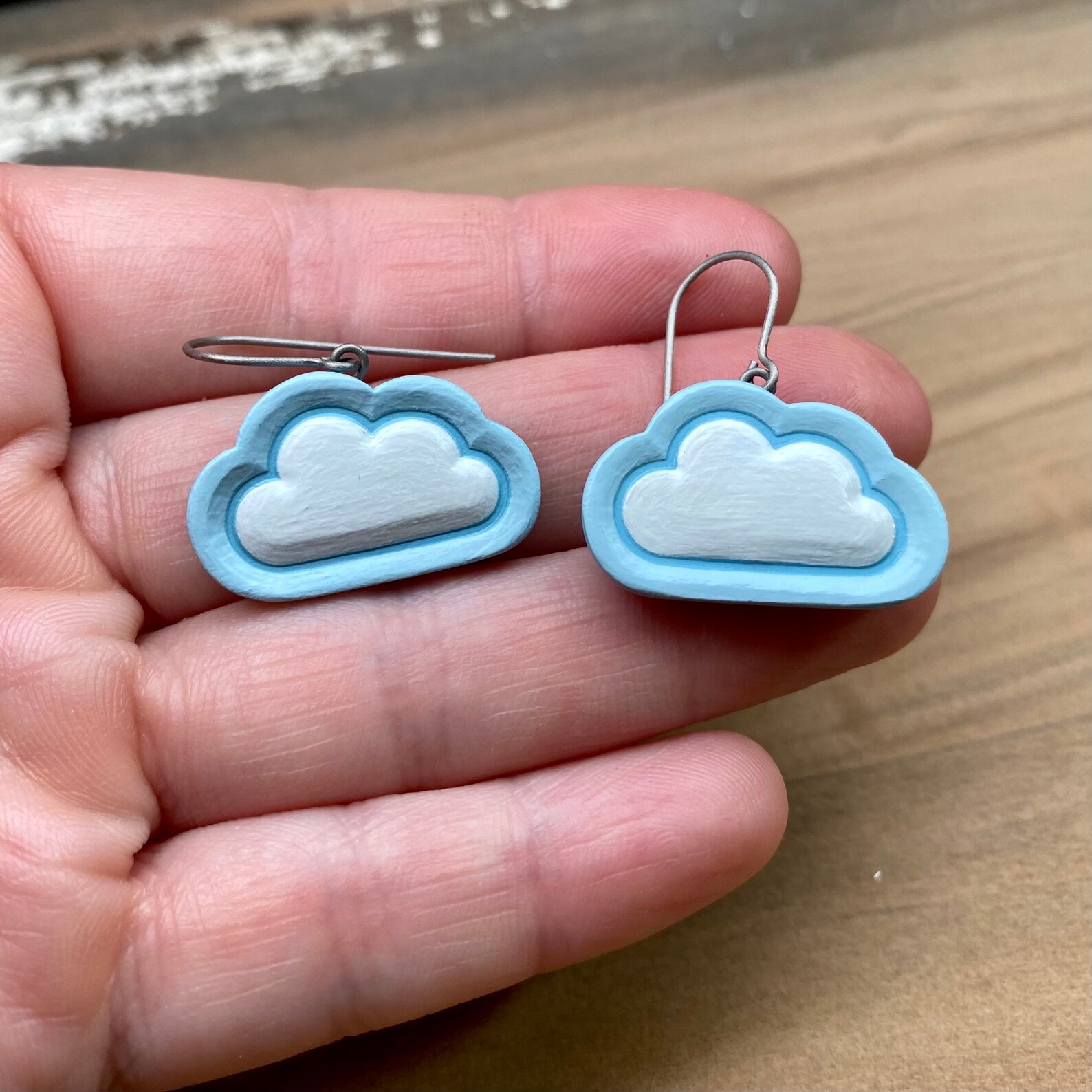 Cloud Earrings HandPainted Porcelain Earrings Etsy