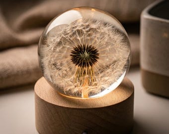 Dandelion Night Light,Resin Flower Lamp,Preserved Flower Light,Memorial Gift, Sympathy Gift,Gift for Mom,Romantic Gift,Personalized Keepsake