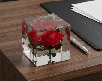 Preserved Rose Gift,Resin Rose Sphere,Eternal Flower Gift for Mom,Personalized Keepsake,Anniversary Gift,Romantic Gift for Her,Memorial Gift