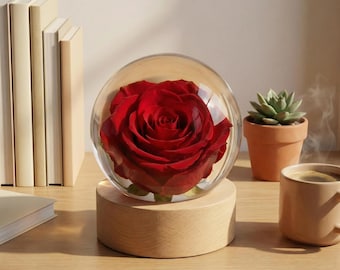 Preserved Rose Gift,Resin Rose Sphere,Eternal Flower Gift for Mom,Personalized Keepsake,Anniversary Gift,Romantic Gift for Her,Memorial Gift