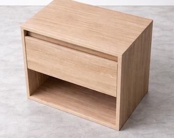 Buró Moderno de Madera con Cajón y Espacio Abierto | Mesa de Noche Minimalista Estilo Escandinavo | Ideal para Recámara, Sala u Oficina