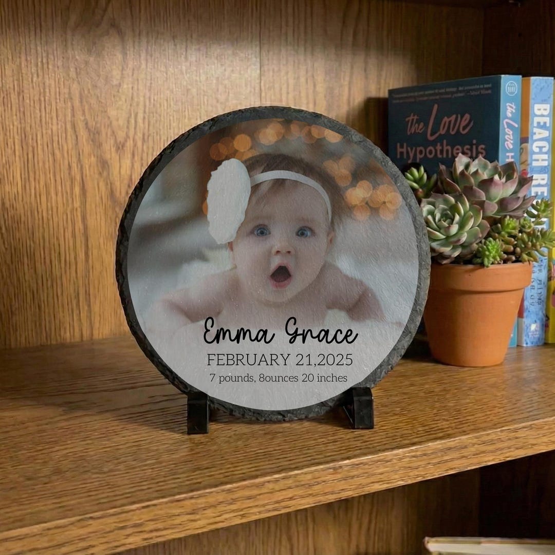 Personalized New Baby Photo Slate, Birth Announcement Slate Plaque ...