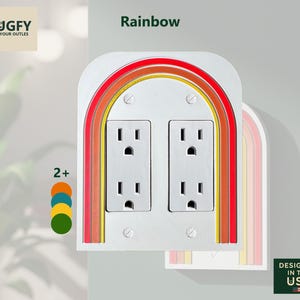 Rainbow 2-Gang Decorator/Rocker Cover - 3D Decor Plate - Outlet Switch - Plugfy