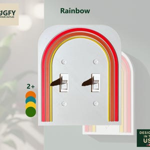 Rainbow 2-Gang Toggle Switch Wall Art - 3D Modern Decor Unique Outlet Plate - Plugfy