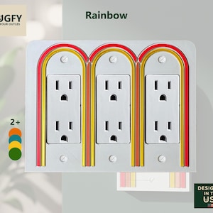 Rainbow 3-Gang Decorator/Rocker Cover - 3D Decor Plate - Outlet Switch - Plugfy
