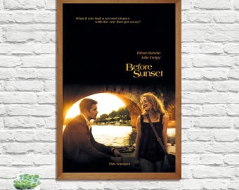 Póster de la película "Antes del atardecer", arte mural de estilo vintage