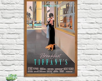 Póster de la película Desayuno con diamantes, impresión retro vintage, lámina para pared, decoración del hogar, impresión de póster en lienzo