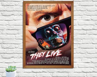 Póster de la película "Ellos viven", impresión retro vintage, impresión de arte mural, póster de película minimalista, decoración del hogar, impresión de póster en lienzo