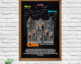 Póster de la película Clue, impresión retro vintage, lámina para pared, póster minimalista, decoración del hogar, impresión de póster en lienzo.