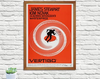 Vertigo Movie Poster, Alfred Hitchcock, Vintage Style Print