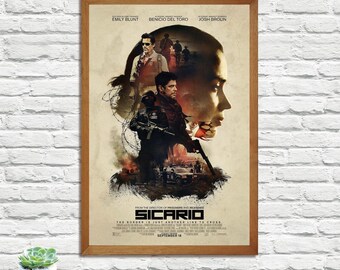 Póster de la película Sicario, lámina decorativa vintage retro para pared.