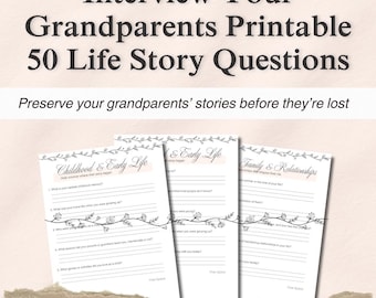 Grandparents Interview Questions Printable | Family Legacy (Digital Download)