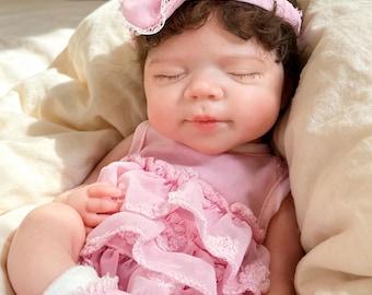 13-inch Solid Silicone Reborn Baby Doll, Realistic Soft Girl Toy