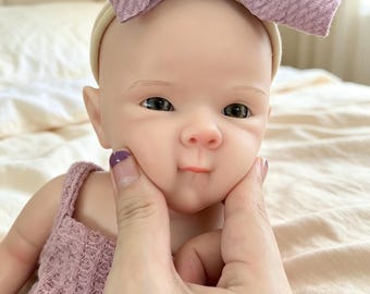 13" Solid Silicone Reborn Baby Doll, Realistic Preemie Girl Collector Toy