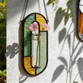 Stained Glass Hanging Flower Vase, Window Propagation Vase Suncatcher, Handmade Glass Wall Planter, Plant Lover Gift, Home Decor