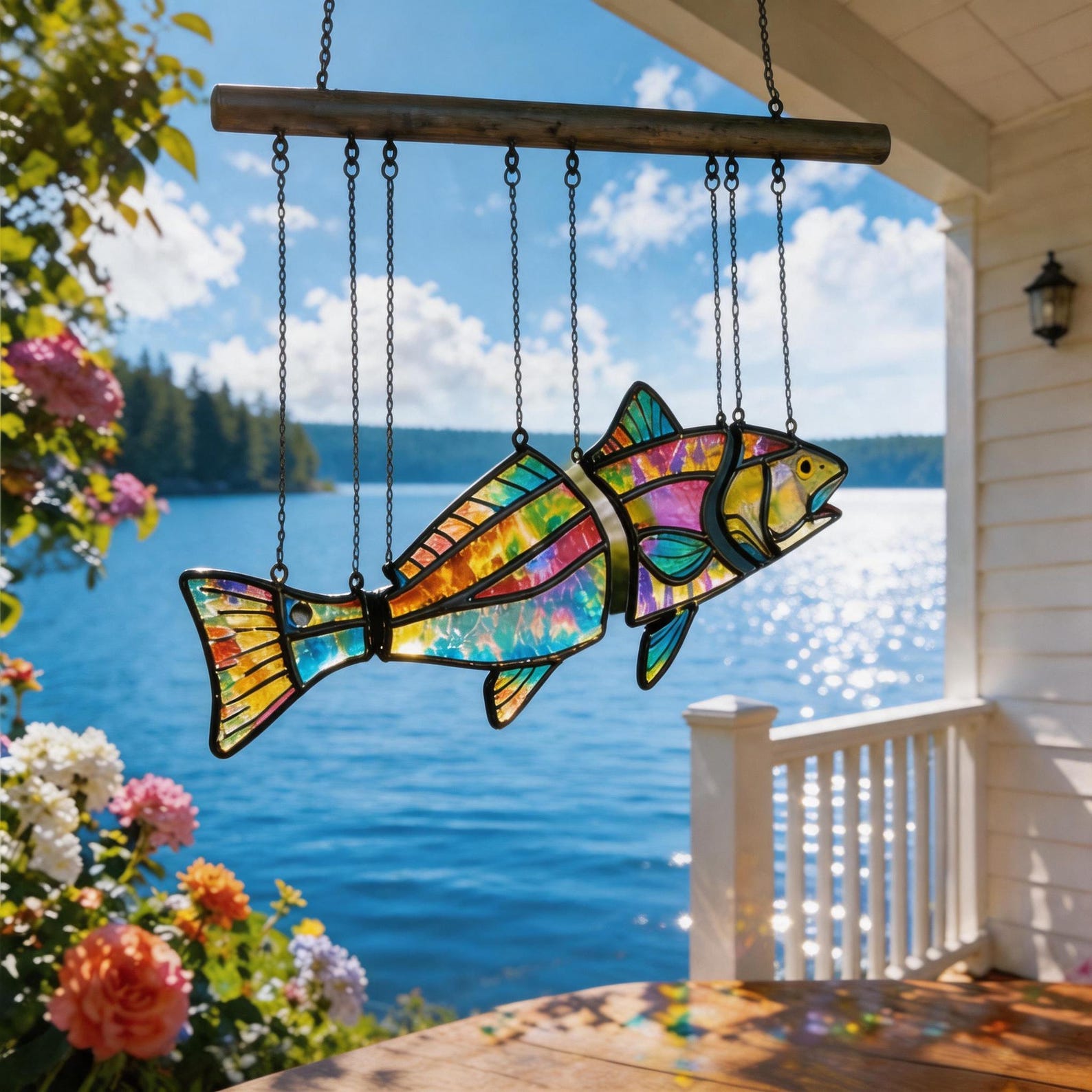 Stained Glass Fish Wind Chime