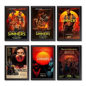 Póster de la película "Sinners", póster vintage, póster impreso, impresión para decoración de pared, póster para decoración del hogar, regalo para amigos, decoración navideña, regalo de Navidad.