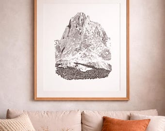 Dolomitas – Dibujo a tinta – Impresión digital en blanco y negro tamaño A3