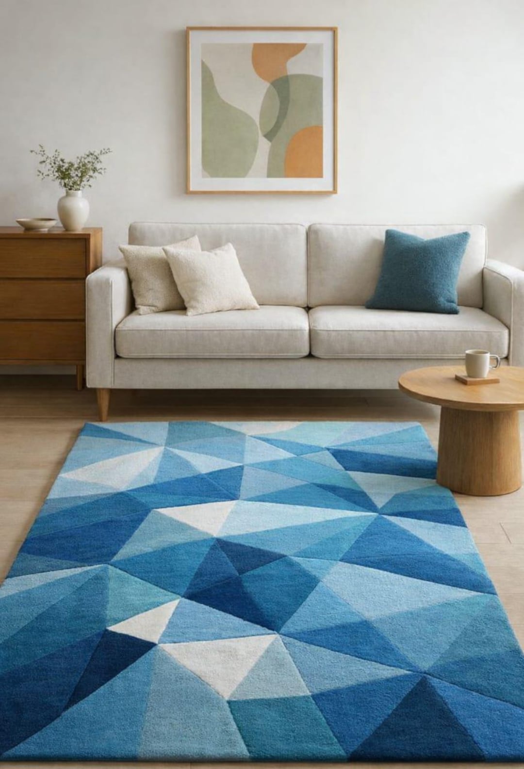 Hand Tufte Rug “modern Blue Geometric Rug Living Space” - Etsy