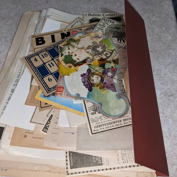 Vintage / Antique Ephemera 75+ Pieces - No Reproductions or Photocopies!!! - for Junk / Art Journals, Collage, Scrapbooks, etc.