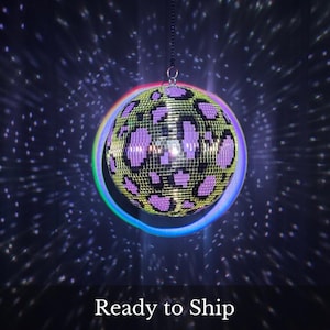 Disco Leopard / Arte artigianale con palla da discoteca / Pronta per la spedizione