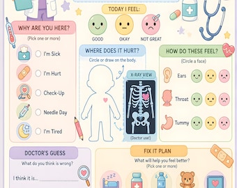 Ficha de paciente para niños pequeños (imprimible) / Actividad de juego de rol médico para niños (PDF A5)