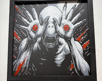 Lámina de terror inspirada en El hombre pálido/El laberinto del fauno de Hueforge, decoración de terror, oscura, arte de pared