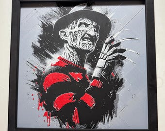 Decoración de terror inspirada en Freddy Krueger, impresa en 3D por Hueforge, estilo oscuro, arte de pared.