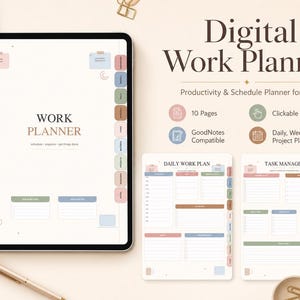 Digital Work Planner for iPad, GoodNotes Schedule, Daily Task Manager (PDF Download)