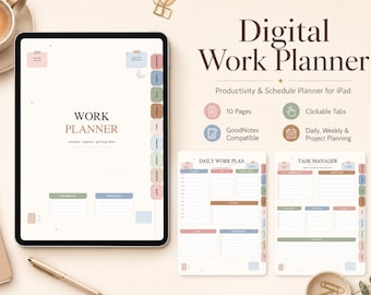 Planificador de trabajo digital para iPad, GoodNotes Schedule, gestor de tareas diarias (descarga en PDF)
