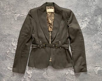 Valentino Archive Tailored Jacket | Authentic Italian Designer Blazer with Snake Print Lining | Luxury Minimalist Utility Style | Size 42