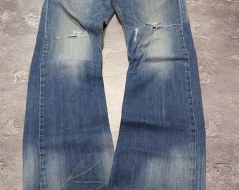 Levi's 506 Archival Distressed Jeans W33 L36 Y2K Grunge-Ästhetik