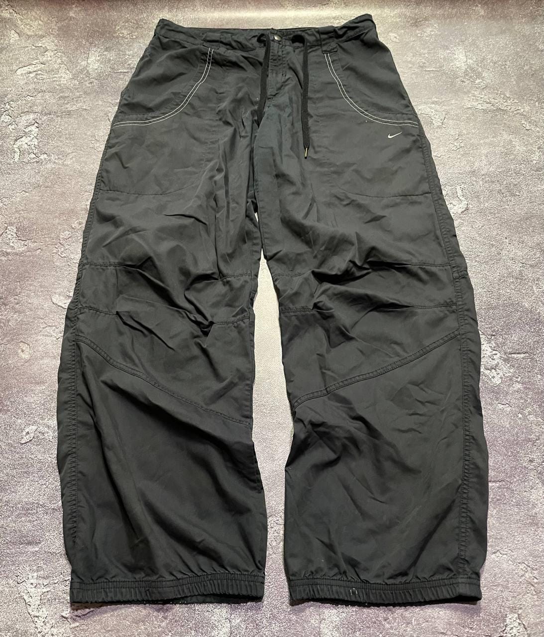 Y2k Vintage Nike Nylon Track Pants Black - Etsy