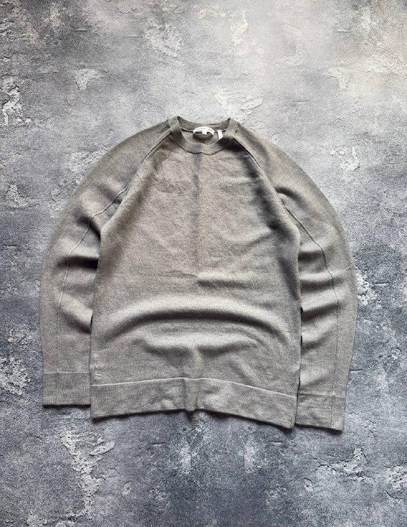 Helmut Lang, Vintage Helmut Lang Grey Knit Sweater Size M Raglan Sleeve Minimalist