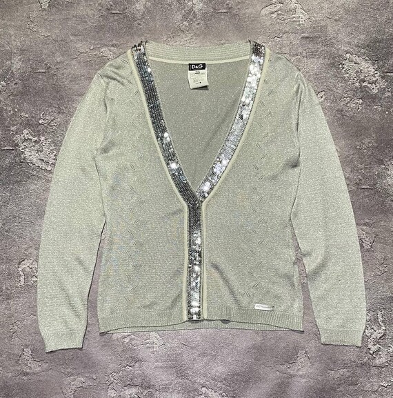 Authentic D&G Dolce Gabbana Silver Lurex Cardigan | Vintage  display picture 1