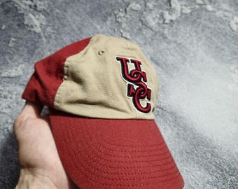 Vintage Nike USC Baseball Cap – Red Beige College Hat – 90s Y2K University of Southern California Adjustable Cap