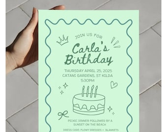 Editable Picnic Birthday Invitation, Printable Birthday Invite, Digital Download Template for Picnic Party