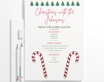 Editable Christmas Menu Template, Printable Holiday Party Menu, Digital Download
