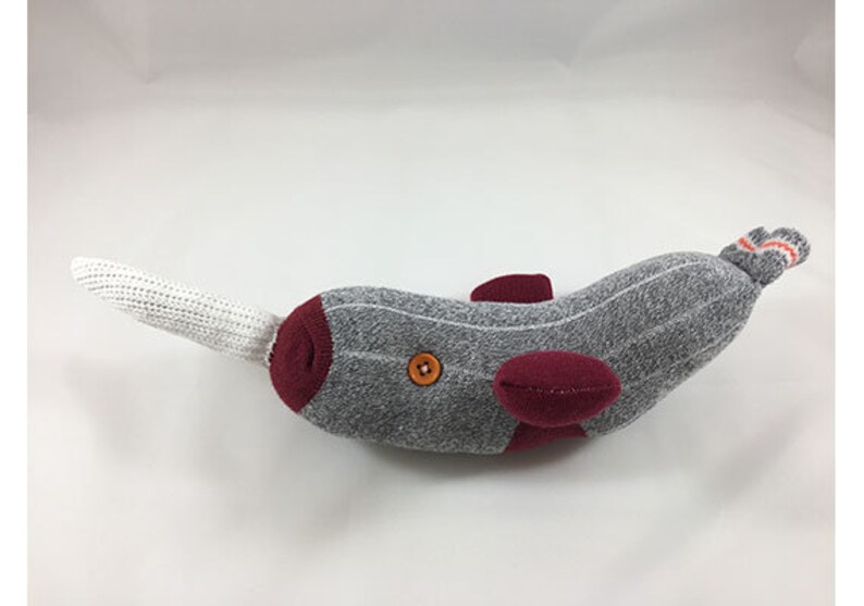 Narhwal gray, burgundy, and orange