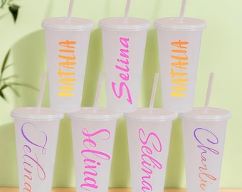 Personalized Name Cold Cup 24oz ,Bridesmaid Proposal Gift,Reusable Tumbler with Lid & Straw