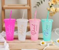 Custom Name 24oz Tumbler, Glitter Cold Cup with Straw，Bridesmaid Proposal Gift,Bachelorette Party Cups,Party Favor,Reusable Drink ware