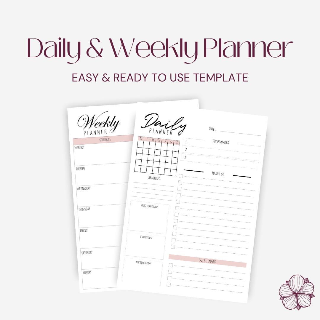 Minimalist A4 Daily Planner Printable | Productivity Organizer PDF ...