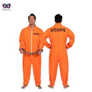 Oranje gevangene-jumpsuitkostuum heren – Halloween Jailbird Escaped Inmate overall-cosplay-outfit