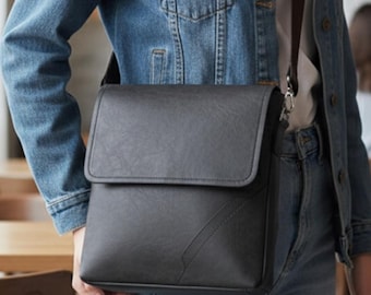 Patrón de bolso de hombro de cuero PDF / Plantilla de costura de bolso bandolera DIY / Patrón de artesanía en cuero imprimible A1/A4 con instrucciones paso a paso