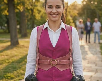 Patrón de arnés de cuero para cámara / Plantilla de chaleco ajustable con doble correa / Patrón de equipo de fotografía para DSLR / A4, A0, Carta de EE. UU., DXF y SVG