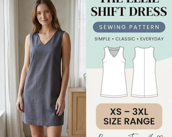 Sleeveless V-Neck Shift Dress Sewing Pattern