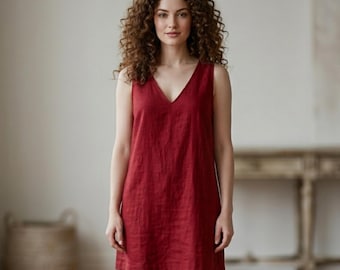V-Neck Shift Dress Sewing Pattern PDF, Sleeveless Linen Dress Tutorial XS to 3XL, Beginner Friendly Instant Download,Minimalist Casual Dress